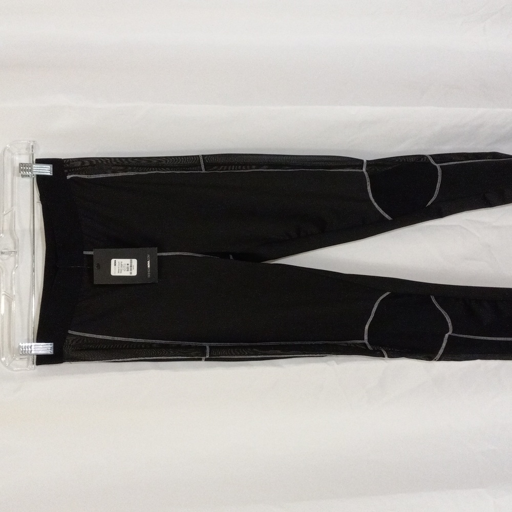 FASHION NOVA Stretch/Mesh Leggings Black White Workout Pants Sz M Elastic Waist